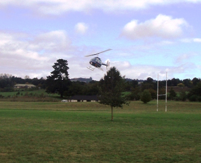 Helicopter landing at school